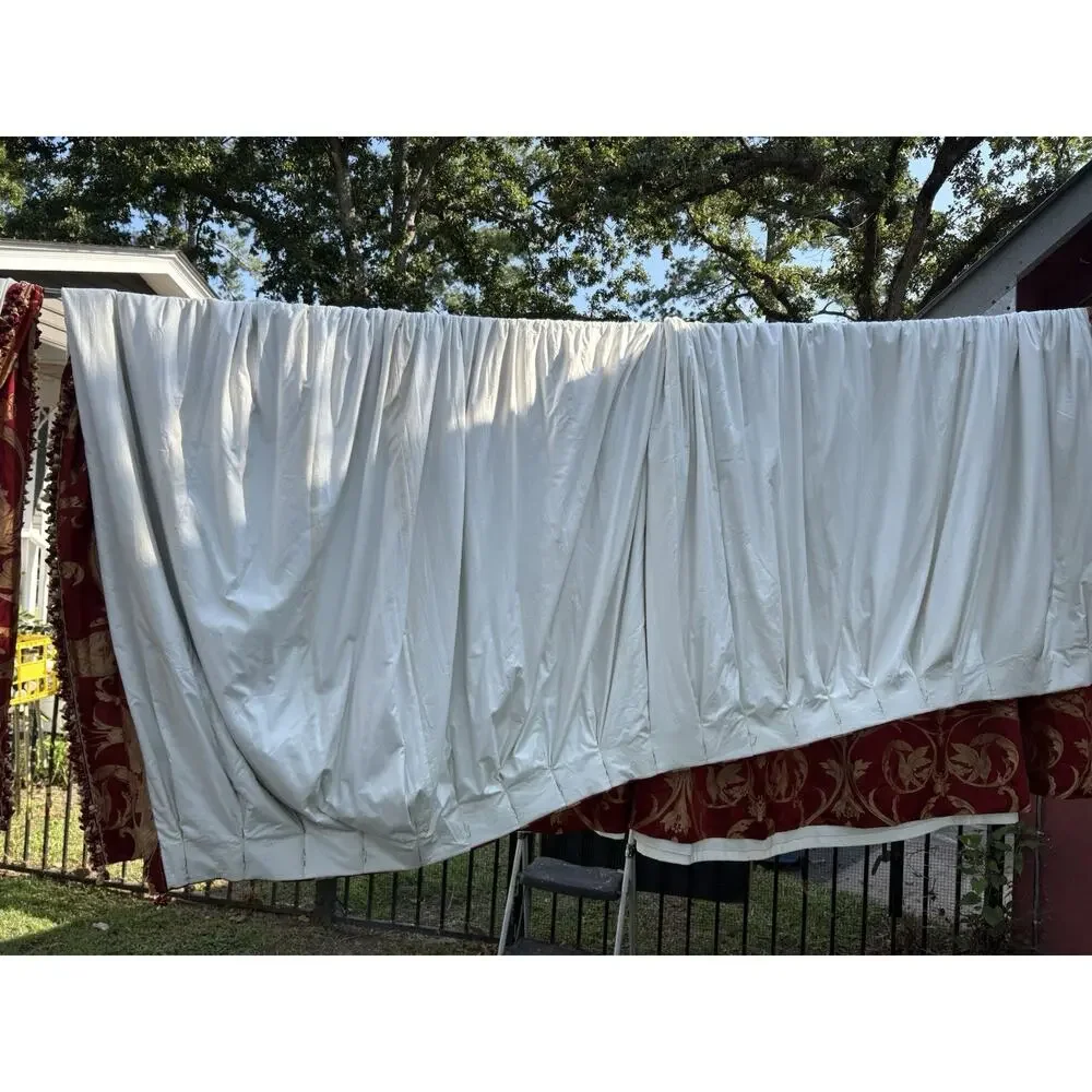 Redelman Red Dolphin Custom Lined Drapery Panels Pr 108x107 Each Jacquard Luxury